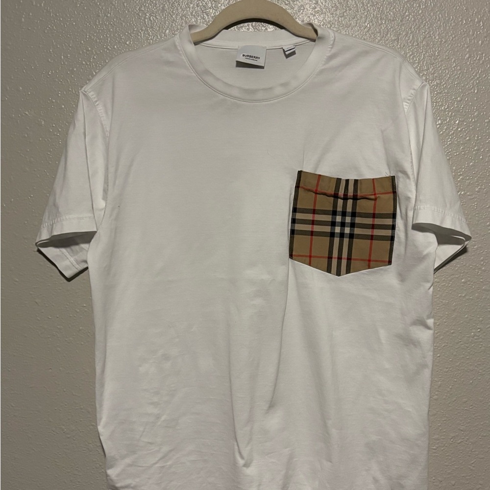 Burberry T‑Shirt with Tan Plaid Pocket